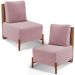 Kit 02 Poltronas Decorativas Sala de Estar Living Hungria L02 Couríssimo Camel Bouclê Rosê - Lyam
