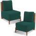 Kit 02 Poltronas Decorativas Sala de Estar Living Hungria L02 Couríssimo Camel Bouclê Verde - Lyam