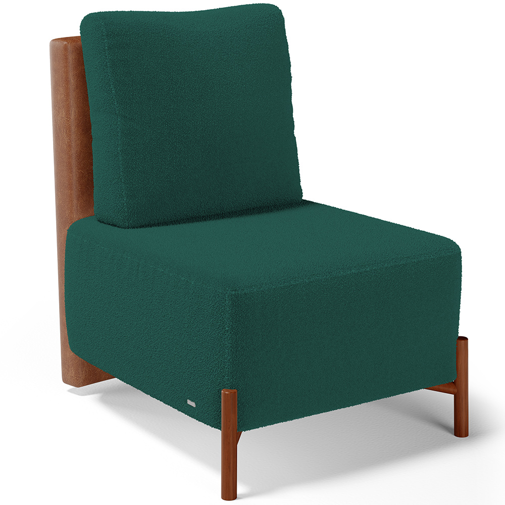 Kit 02 Poltronas Decorativas Sala de Estar Living Hungria L02 Couríssimo Camel Bouclê Verde - Lyam