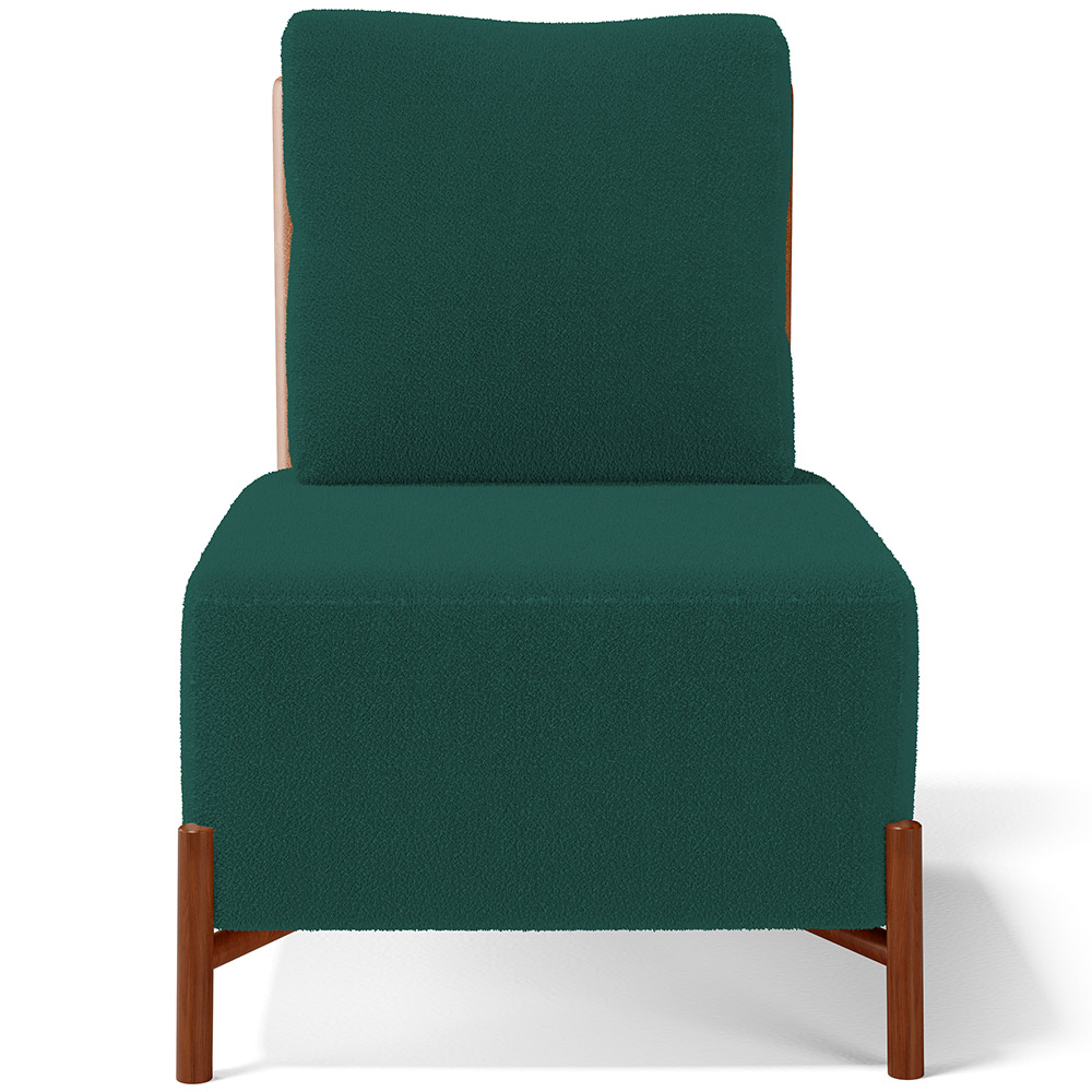 Kit 02 Poltronas Decorativas Sala de Estar Living Hungria L02 Couríssimo Camel Bouclê Verde - Lyam