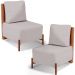 Kit 02 Poltronas Decorativas Sala de Estar Living Hungria L02 Couríssimo Camel Linho Bege - Lyam