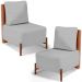 Kit 02 Poltronas Decorativas Sala de Estar Living Hungria L02 Couríssimo Camel Linho Cinza - Lyam