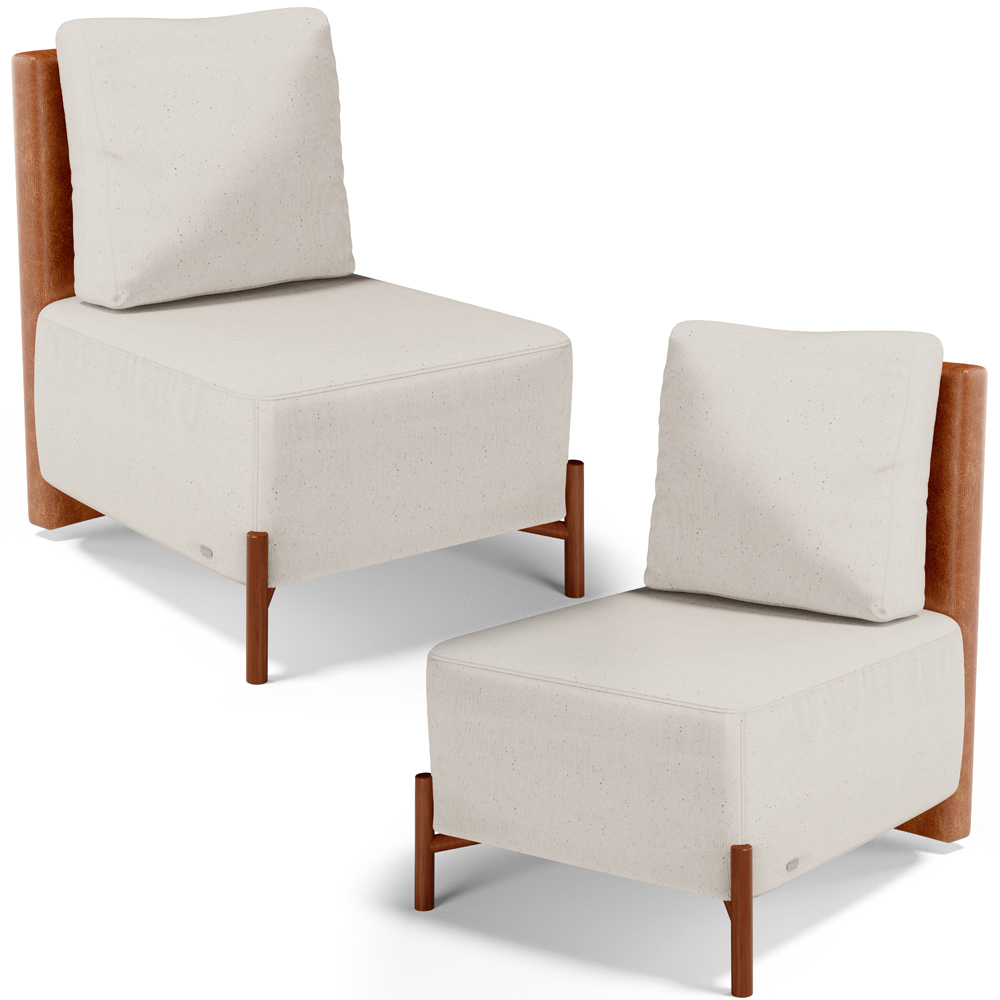 Kit 02 Poltronas Decorativas Sala de Estar Living Hungria L02 Couríssimo Camel Linho Cru - Lyam