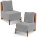 Kit 02 Poltronas Decorativas Sala de Estar Living Hungria L02 Couríssimo Camel Suede Cinza - Lyam