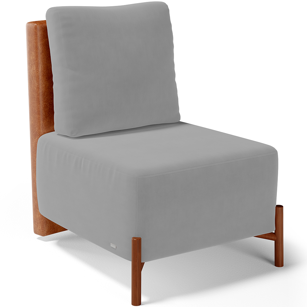 Kit 02 Poltronas Decorativas Sala de Estar Living Hungria L02 Couríssimo Camel Suede Cinza - Lyam