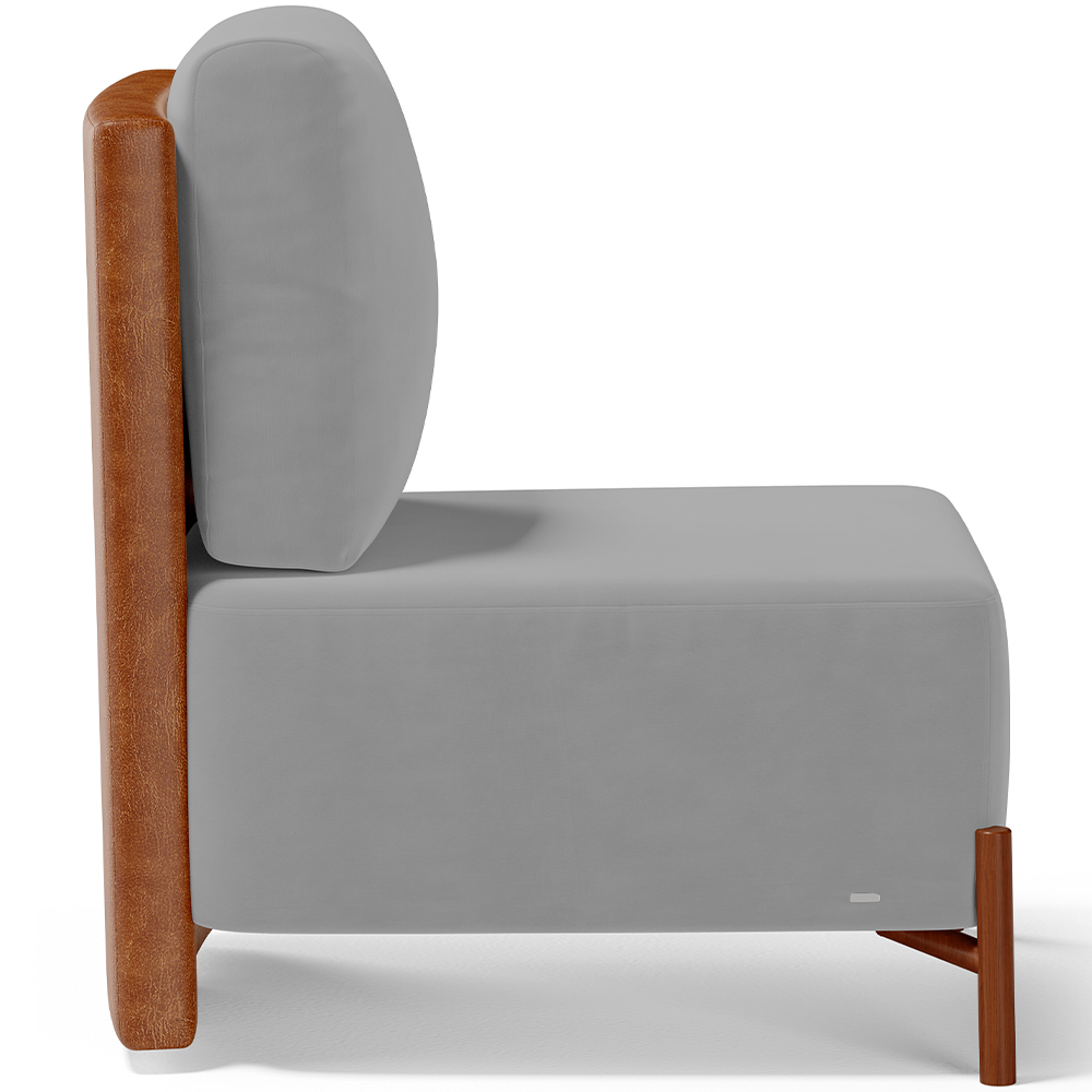 Kit 02 Poltronas Decorativas Sala de Estar Living Hungria L02 Couríssimo Camel Suede Cinza - Lyam