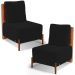 Kit 02 Poltronas Decorativas Sala de Estar Living Hungria L02 Couríssimo Camel Suede Preto - Lyam