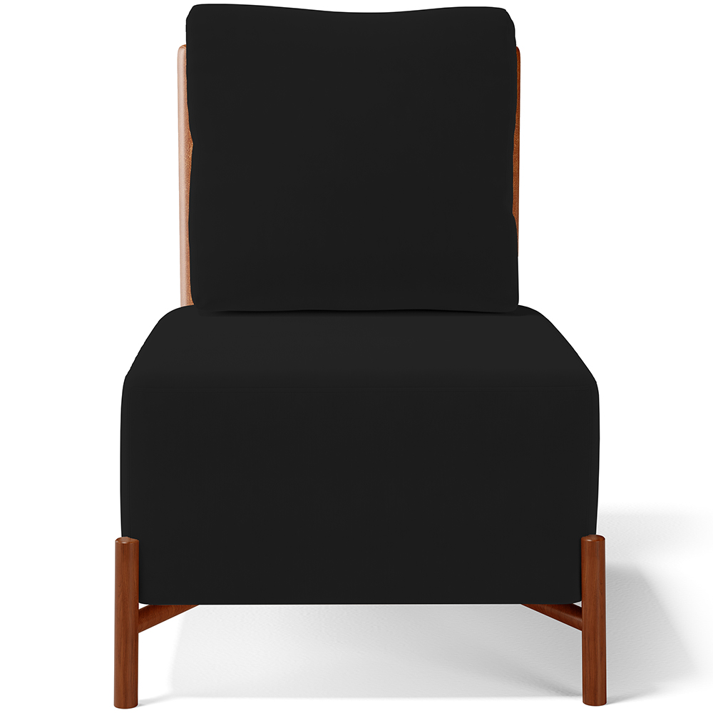 Kit 02 Poltronas Decorativas Sala de Estar Living Hungria L02 Couríssimo Camel Suede Preto - Lyam