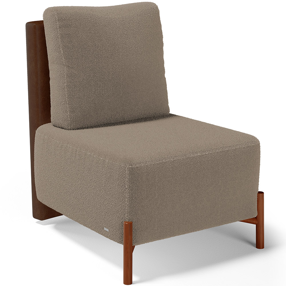 Kit 02 Poltronas Decorativas Sala de Estar Living Hungria L02 Couríssimo Marrom Bouclê Bege - Lyam
