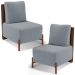 Kit 02 Poltronas Decorativas Sala de Estar Living Hungria L02 Couríssimo Marrom Bouclê Cinza - Lyam