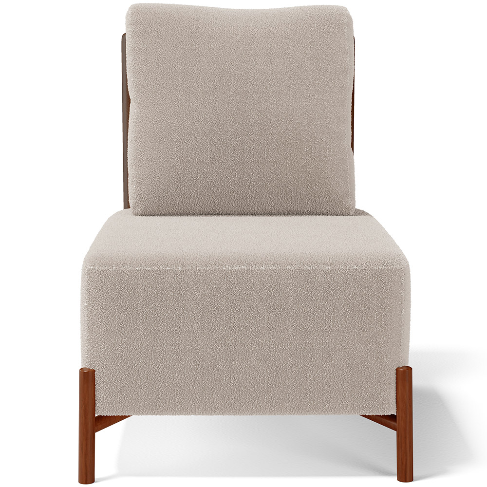 Kit 02 Poltronas Decorativas Sala de Estar Living Hungria L02 Couríssimo Marrom Bouclê Creme - Lyam