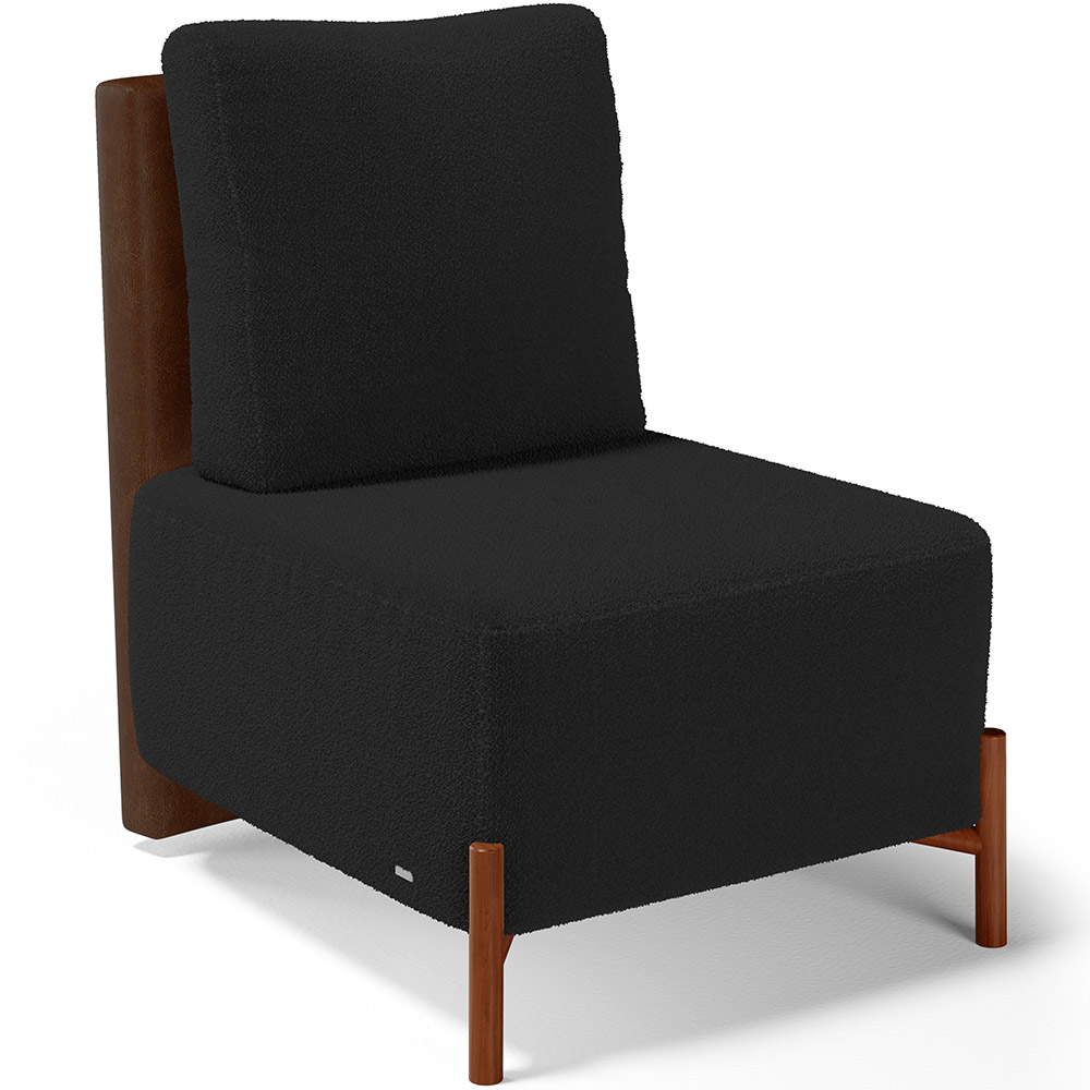 Kit 02 Poltronas Decorativas Sala de Estar Living Hungria L02 Couríssimo Marrom Bouclê Preto - Lyam