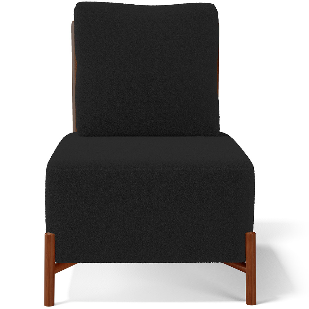 Kit 02 Poltronas Decorativas Sala de Estar Living Hungria L02 Couríssimo Marrom Bouclê Preto - Lyam