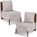 Kit 02 Poltronas Decorativas Sala de Estar Living Hungria L02 Couríssimo Marrom Linho Bege - Lyam