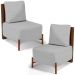 Kit 02 Poltronas Decorativas Sala de Estar Living Hungria L02 Couríssimo Marrom Linho Cinza - Lyam