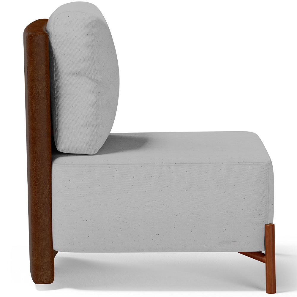Kit 02 Poltronas Decorativas Sala de Estar Living Hungria L02 Couríssimo Marrom Linho Cinza - Lyam