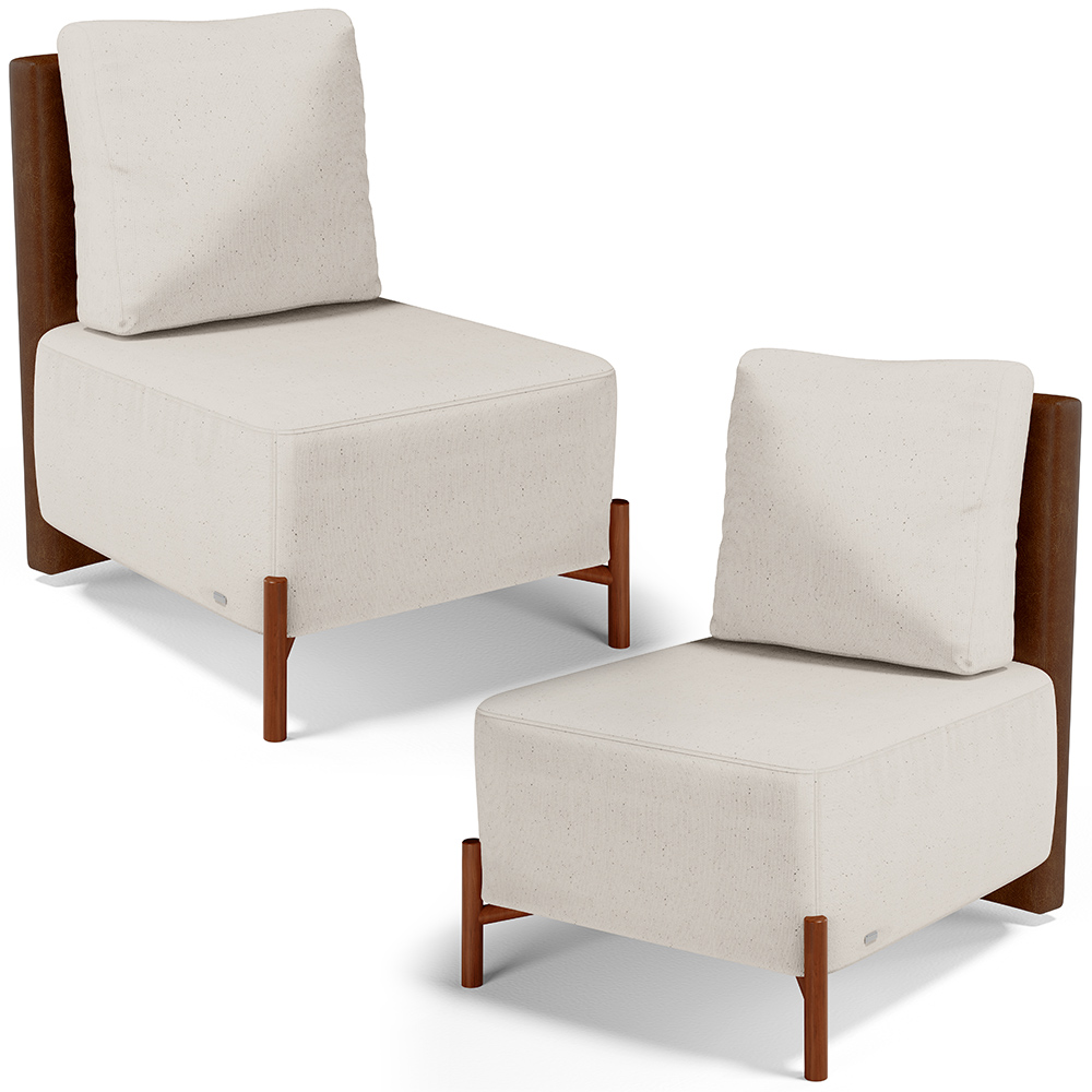 Kit 02 Poltronas Decorativas Sala de Estar Living Hungria L02 Couríssimo Marrom Linho Cru - Lyam