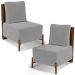 Kit 02 Poltronas Decorativas Sala de Estar Living Hungria L02 Couríssimo Marrom Suede Cinza - Lyam