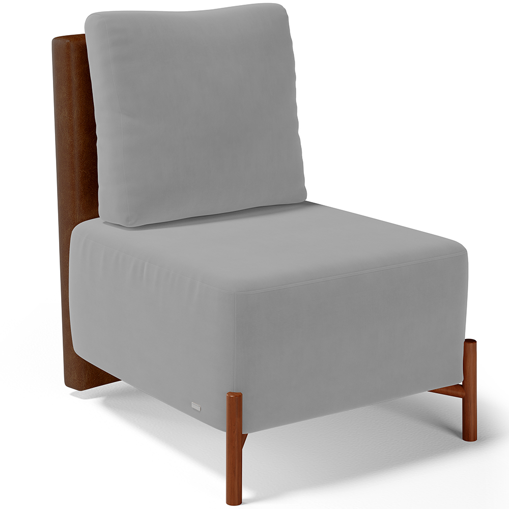 Kit 02 Poltronas Decorativas Sala de Estar Living Hungria L02 Couríssimo Marrom Suede Cinza - Lyam