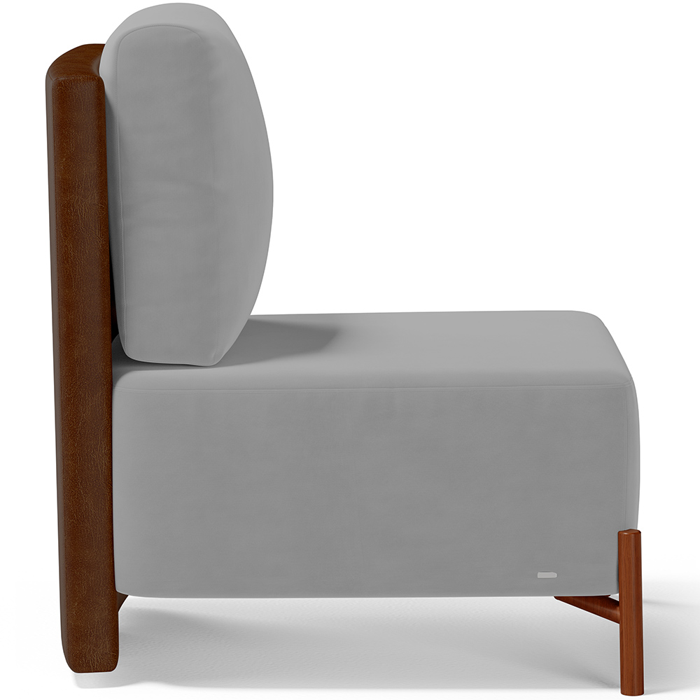Kit 02 Poltronas Decorativas Sala de Estar Living Hungria L02 Couríssimo Marrom Suede Cinza - Lyam
