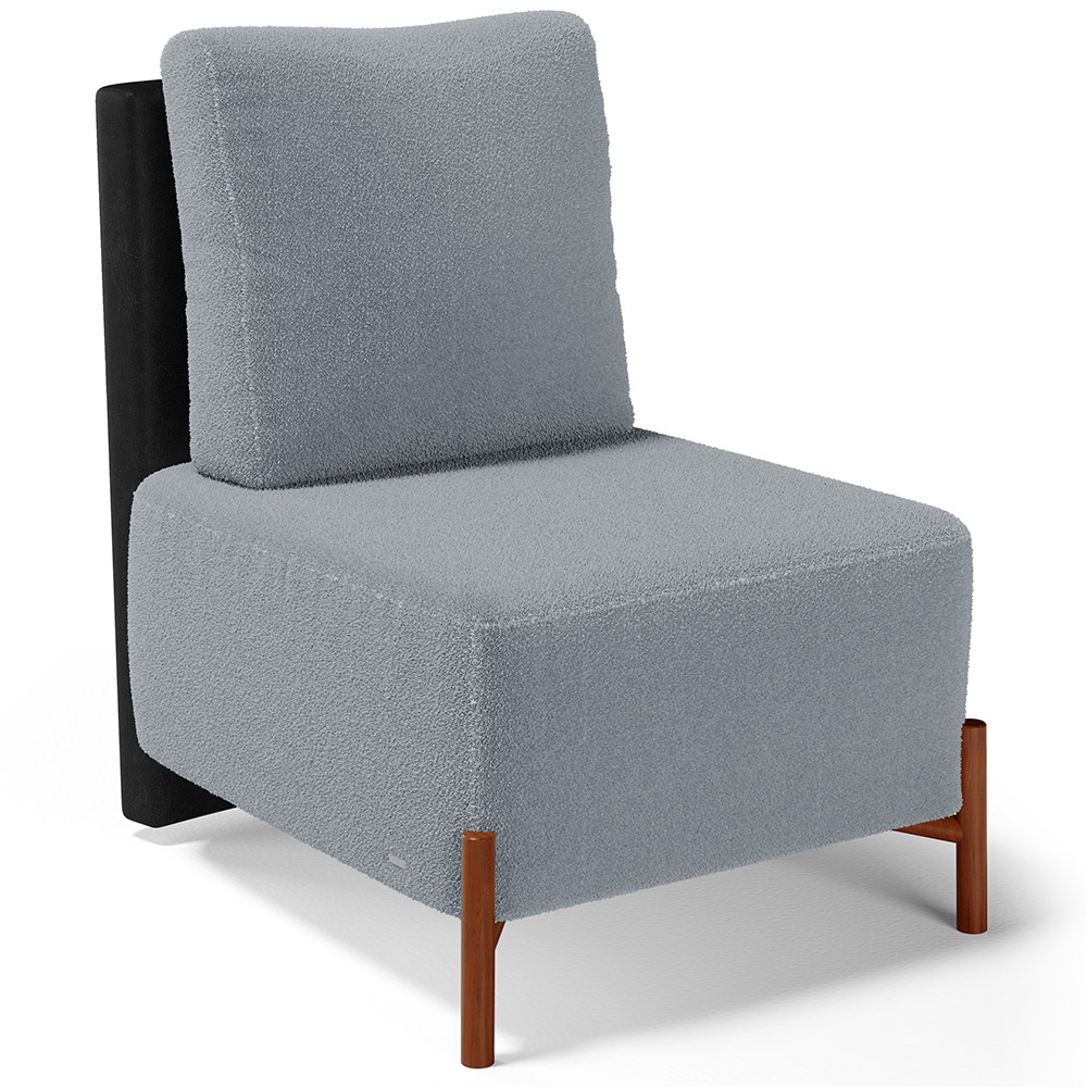 Kit 02 Poltronas Decorativas Sala de Estar Living Hungria L02 Couríssimo Preto Bouclê Cinza - Lyam