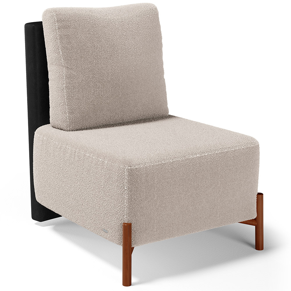 Kit 02 Poltronas Decorativas Sala de Estar Living Hungria L02 Couríssimo Preto Bouclê Creme - Lyam