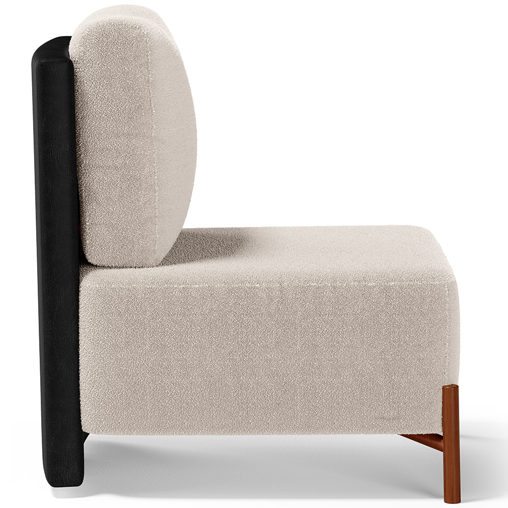 Kit 02 Poltronas Decorativas Sala de Estar Living Hungria L02 Couríssimo Preto Bouclê Creme - Lyam