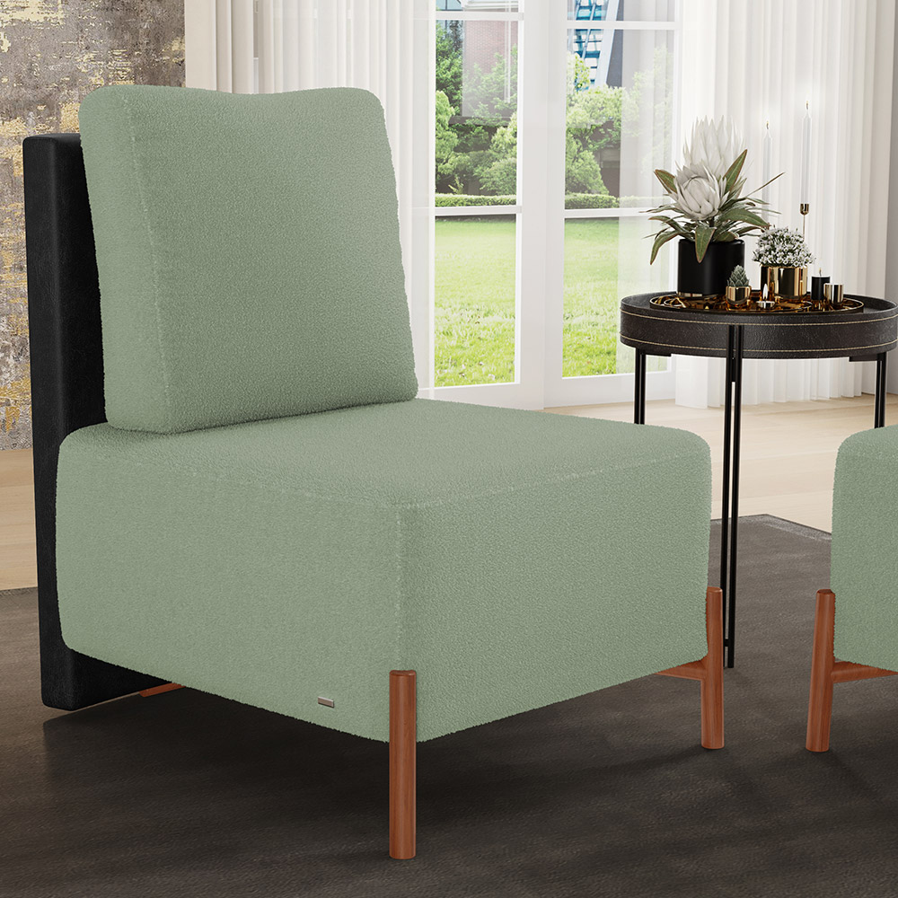 Kit 02 Poltronas Decorativas Sala de Estar Living Hungria L02 Couríssimo Preto Bouclê Oliva - Lyam