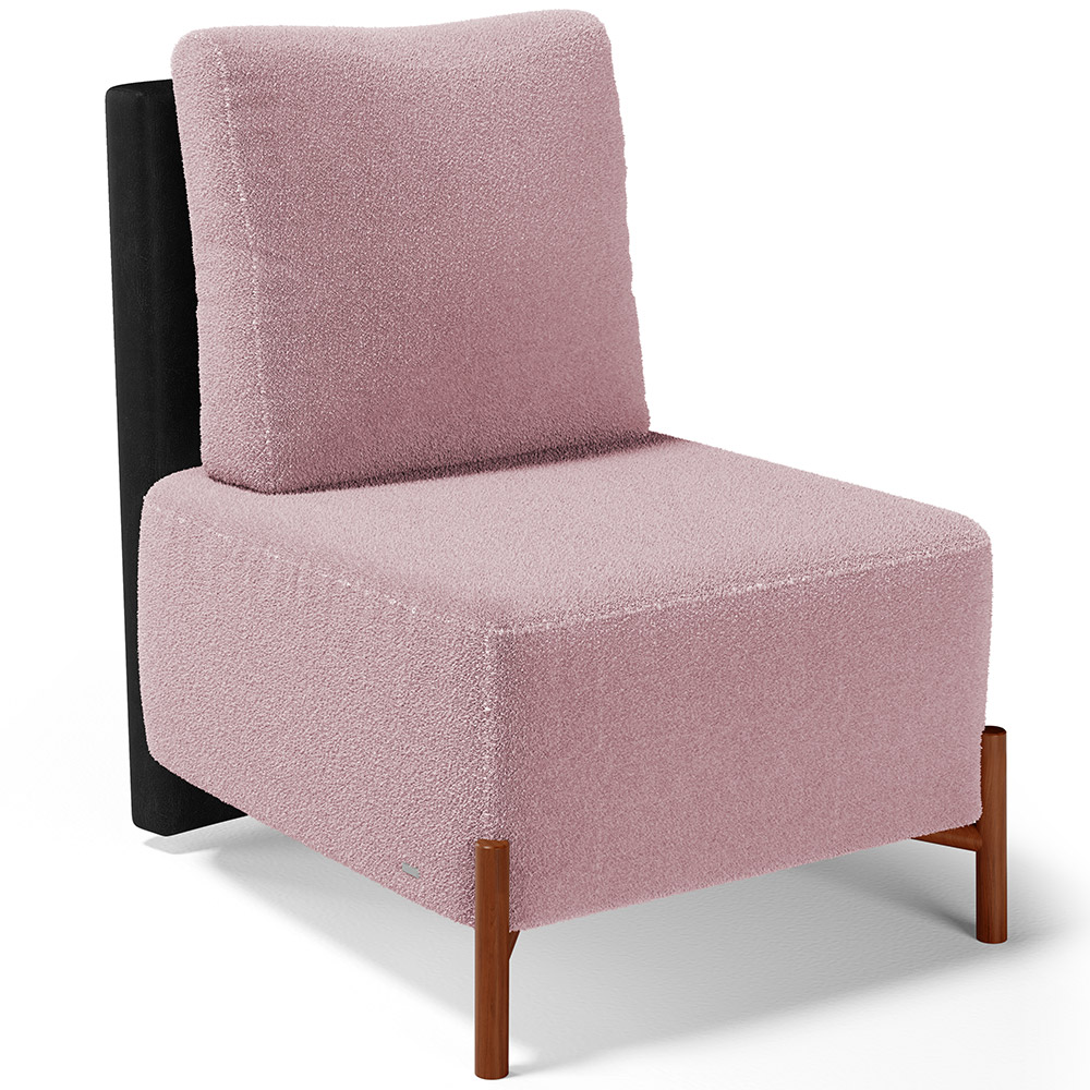 Kit 02 Poltronas Decorativas Sala de Estar Living Hungria L02 Couríssimo Preto Bouclê Rosê - Lyam