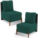 Kit 02 Poltronas Decorativas Sala de Estar Living Hungria L02 Couríssimo Preto Bouclê Verde - Lyam