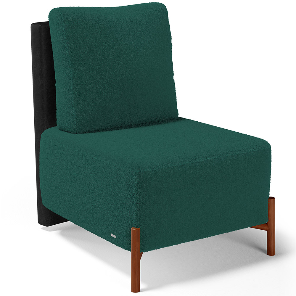 Kit 02 Poltronas Decorativas Sala de Estar Living Hungria L02 Couríssimo Preto Bouclê Verde - Lyam