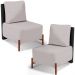 Kit 02 Poltronas Decorativas Sala de Estar Living Hungria L02 Couríssimo Preto Linho Bege - Lyam