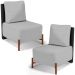 Kit 02 Poltronas Decorativas Sala de Estar Living Hungria L02 Couríssimo Preto Linho Cinza - Lyam