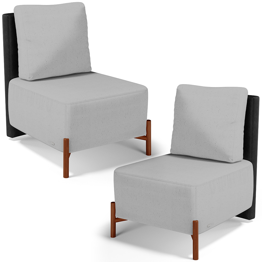Kit 02 Poltronas Decorativas Sala de Estar Living Hungria L02 Couríssimo Preto Linho Cinza - Lyam