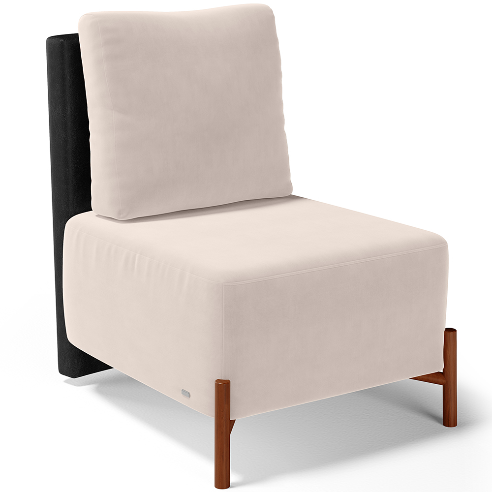 Kit 02 Poltronas Decorativas Sala de Estar Living Hungria L02 Couríssimo Preto Suede Bege - Lyam