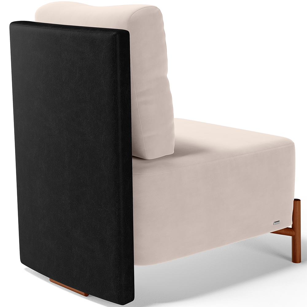 Kit 02 Poltronas Decorativas Sala de Estar Living Hungria L02 Couríssimo Preto Suede Bege - Lyam