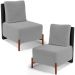 Kit 02 Poltronas Decorativas Sala de Estar Living Hungria L02 Couríssimo Preto Suede Cinza - Lyam