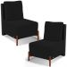 Kit 02 Poltronas Decorativas Sala de Estar Living Hungria L02 Couríssimo Preto Suede Preto - Lyam