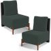 Kit 02 Poltronas Decorativas Sala de Estar Living Hungria L02 Couríssimo Preto Suede Verde Musgo - Lyam