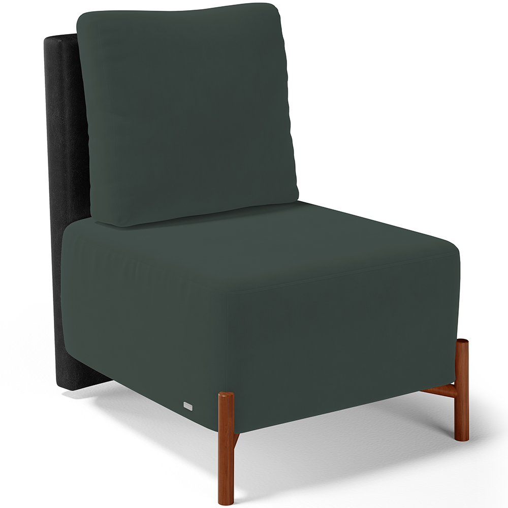 Kit 02 Poltronas Decorativas Sala de Estar Living Hungria L02 Couríssimo Preto Suede Verde Musgo - Lyam