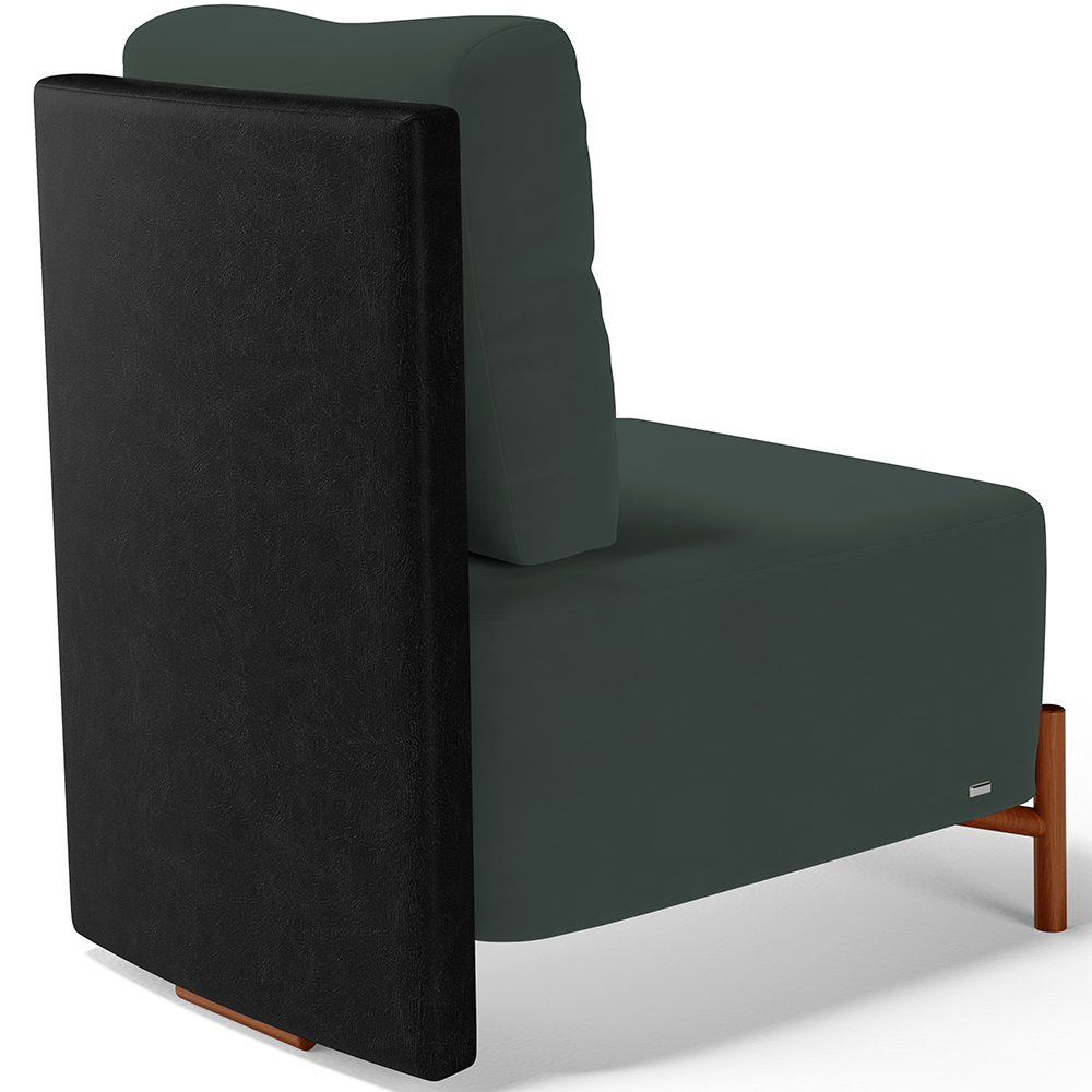 Kit 02 Poltronas Decorativas Sala de Estar Living Hungria L02 Couríssimo Preto Suede Verde Musgo - Lyam