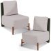 Kit 02 Poltronas Decorativas Sala de Estar Living Hungria L02 Couríssimo Verde Linho Bege - Lyam