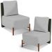 Kit 02 Poltronas Decorativas Sala de Estar Living Hungria L02 Couríssimo Verde Linho Cinza - Lyam