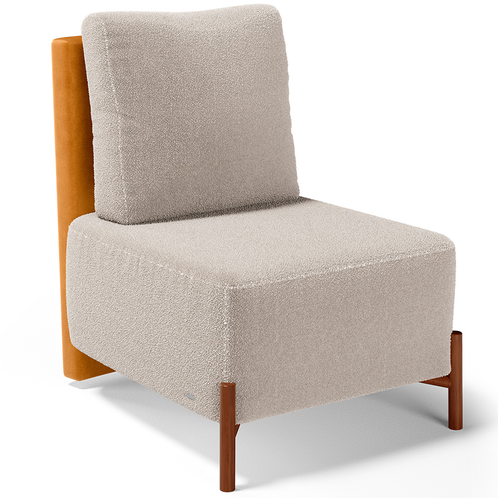 Kit 02 Poltronas Decorativas Sala de Estar Living Hungria L02 Couríssimo Whisky Bouclê Creme - Lyam