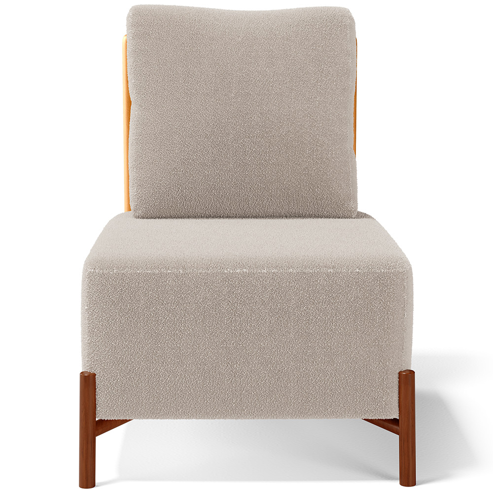 Kit 02 Poltronas Decorativas Sala de Estar Living Hungria L02 Couríssimo Whisky Bouclê Creme - Lyam