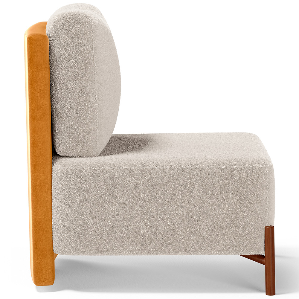 Kit 02 Poltronas Decorativas Sala de Estar Living Hungria L02 Couríssimo Whisky Bouclê Creme - Lyam