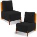 Kit 02 Poltronas Decorativas Sala de Estar Living Hungria L02 Couríssimo Whisky Bouclê Preto - Lyam