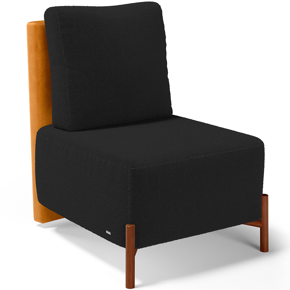 Kit 02 Poltronas Decorativas Sala de Estar Living Hungria L02 Couríssimo Whisky Bouclê Preto - Lyam