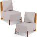 Kit 02 Poltronas Decorativas Sala de Estar Living Hungria L02 Couríssimo Whisky Linho Bege - Lyam