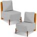 Kit 02 Poltronas Decorativas Sala de Estar Living Hungria L02 Couríssimo Whisky Linho Cinza - Lyam